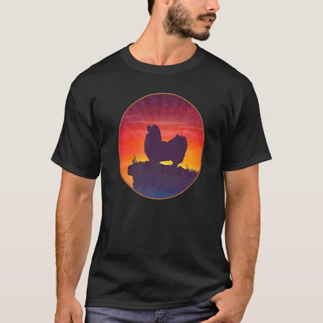 Pekingese Hund Sunset T Shirt (Framsida)