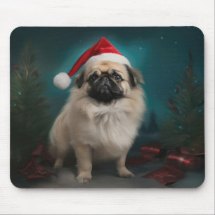 Pekingese Hund under julen i Snö Musmatta