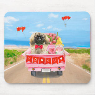 Pekingese Hund Valentindagen Lastbil Hearts Musmatta