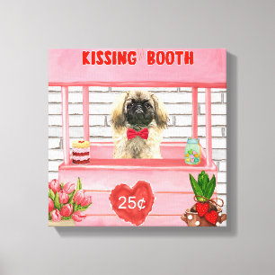 Pekingese Hund Valentine Day Kissing Booth Canvastryck