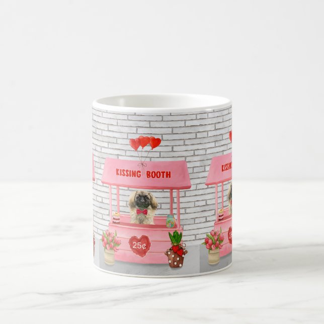 Pekingese Hund Valentine Day Kissing Booth Kaffemugg (Center)