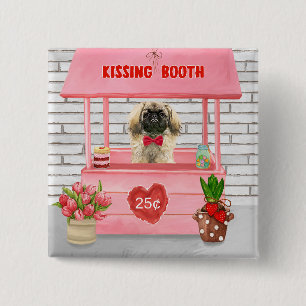 Pekingese Hund Valentine Day Kissing Booth Knapp