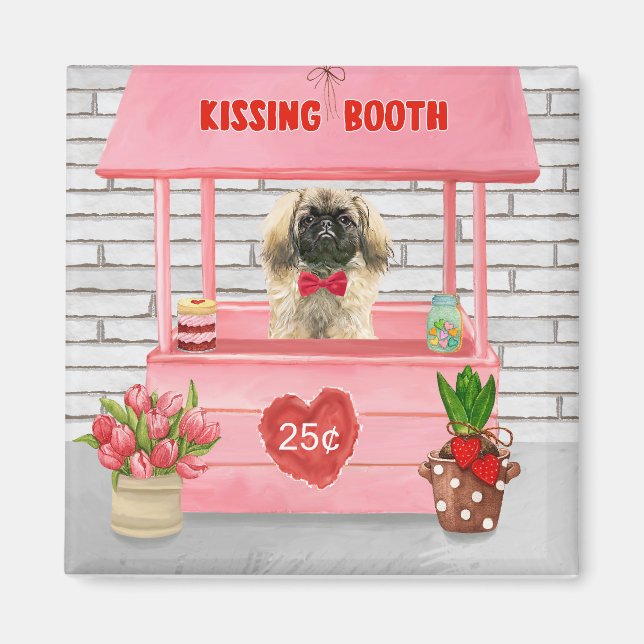 Pekingese Hund Valentine Day Kissing Booth Magnet (Framsidan)