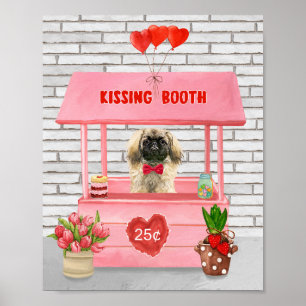 Pekingese Hund Valentine Day Kissing Booth Poster