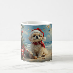 Pekingese Hund Vintage Jul Beach Kaffemugg