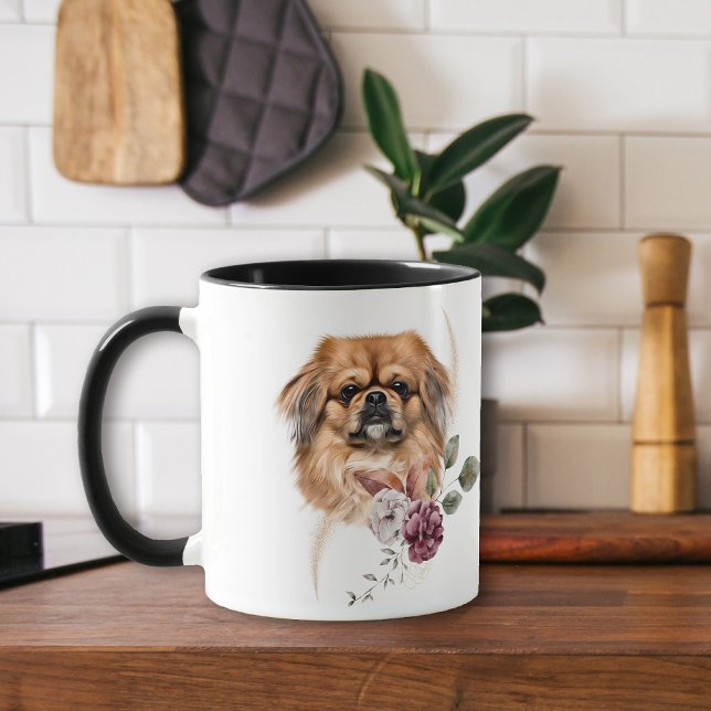 Pekingese Hund Winter Bouquet Mugg (Skapare uppladdad)