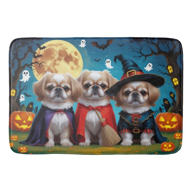 Pekingese Hundar Pumpkin Halloween Funny Badrumsmatta (Framsidan)