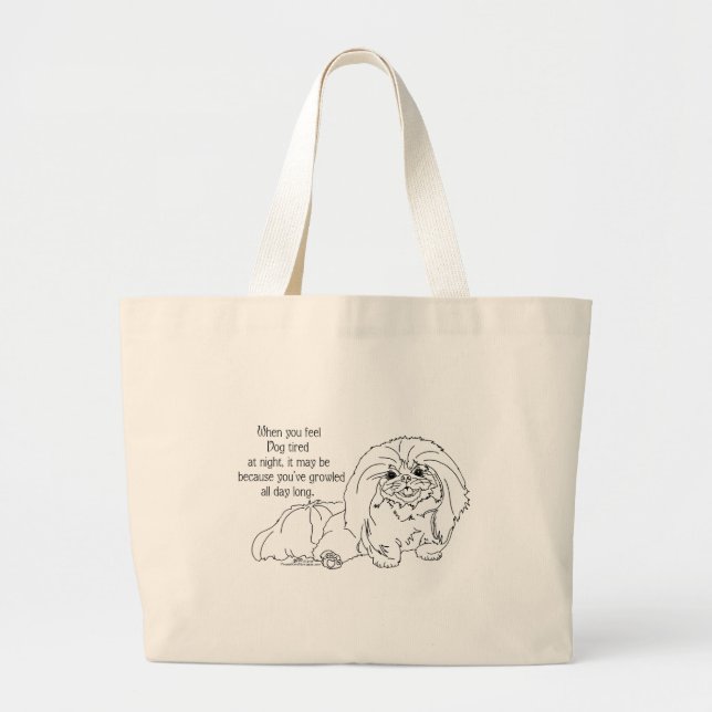 Pekingese Hundar Witty Ord Jumbo Tygkasse (Framsidan)
