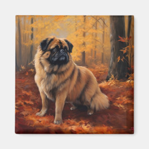 Pekingese i Höst löv Fall Inspire Magnet