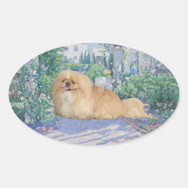 Pekingese i Lavender Ovalt Klistermärke