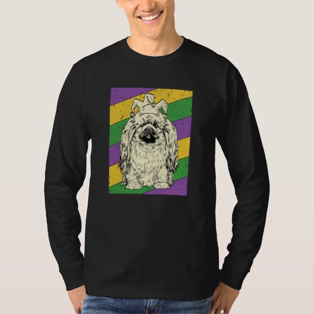Pekingese Jester Mardi Gras Dog Mom or Dad T Shirt (Framsida)