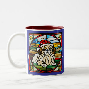 Pekingese jul - fastnat glas Två-Tonad mugg
