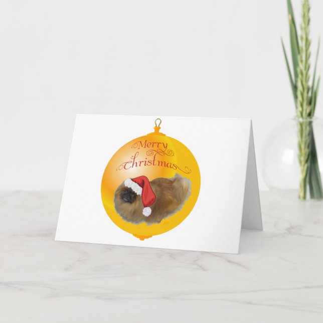 Pekingese-jul Helgkort (Framsida)