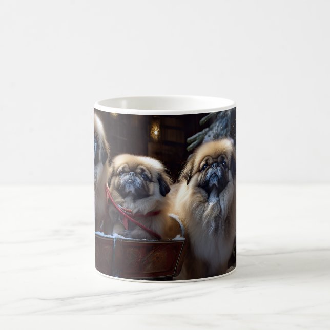 Pekingese jul - helgsäsong kaffemugg (Center)