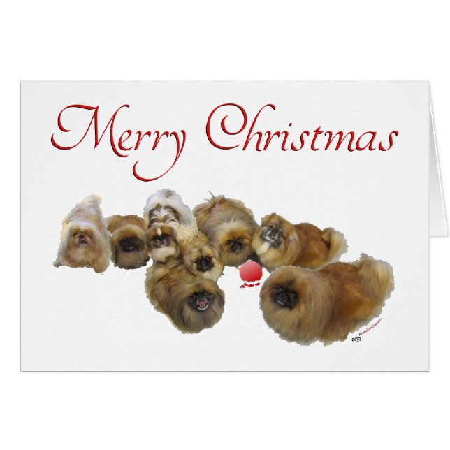Pekingese-julprydnad Hälsningskort (Framsidan Horizontal)