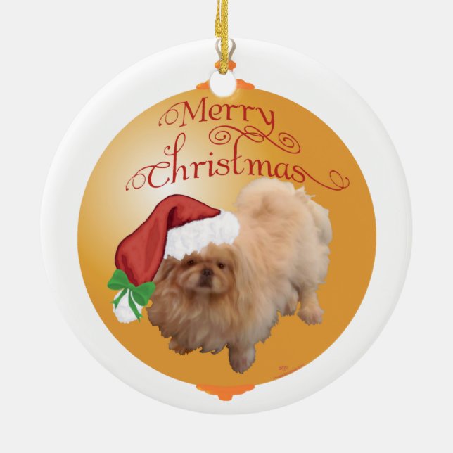 Pekingese-julprydnad Julgransprydnad Keramik (Baksidan)