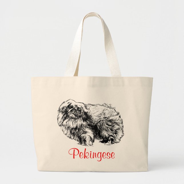 Pekingese Jumbo Canvas Tote Bag Jumbo Tygkasse (Framsidan)