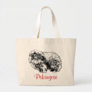 Pekingese Jumbo Canvas Tote Bag Tygkasse