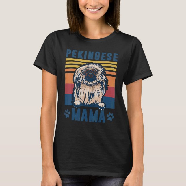 Pekingese Mamma Mor Retro Hund Mamma T Shirt (Framsida)