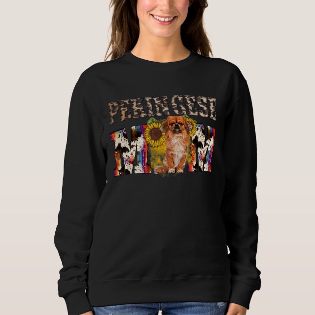 Pekingese Mamma Westerna solrosblomman Mors dag T Shirt (Framsida)