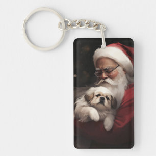 Pekingese med Jultomten i julafton