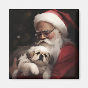 Pekingese med Jultomten i julafton Magnet