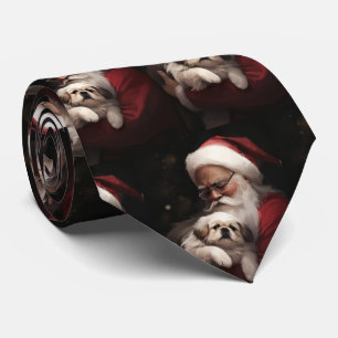 Pekingese med Jultomten i julafton Slips