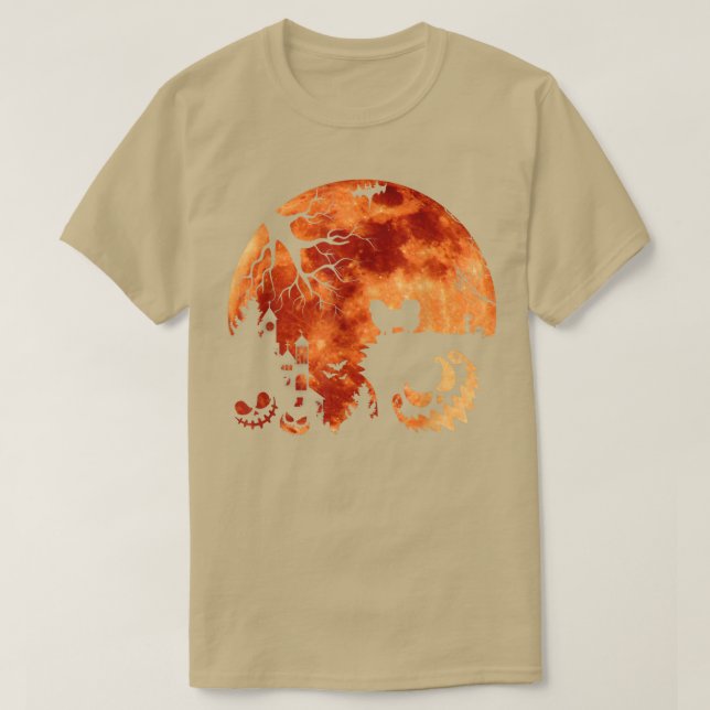 Pekingese och Måne Halloween Costume Pumpkin Hund  T Shirt (Design framsida)
