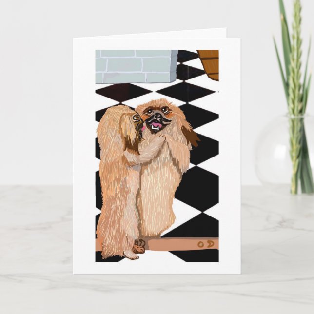Pekingese och Spegel Kort (Framsida)