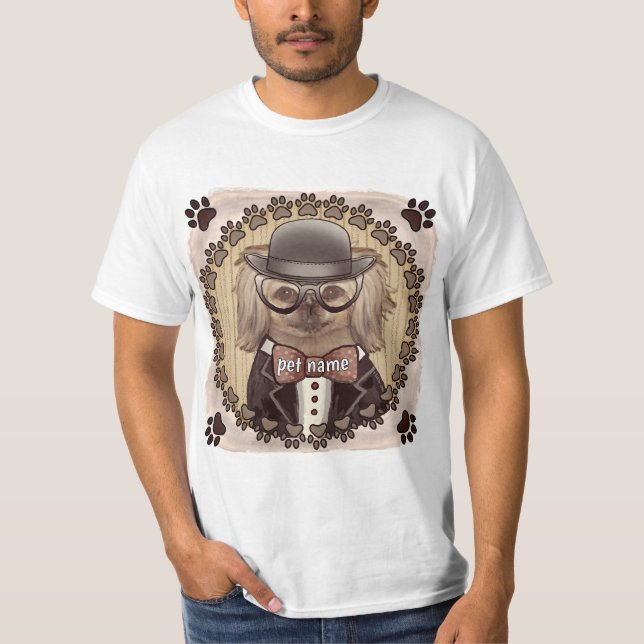 Pekingese på glasögonskjorta t shirt (Framsida)