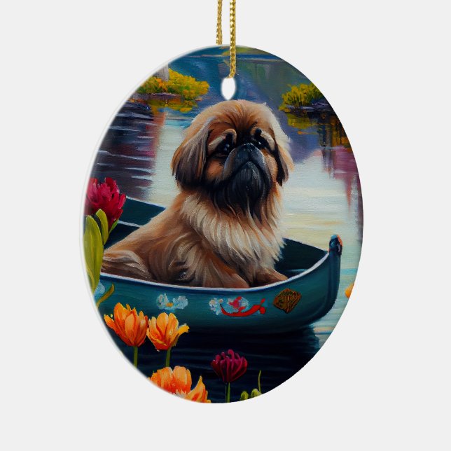 Pekingese på Paddle: En grekisk Äventyr Julgransprydnad Keramik (Höger)