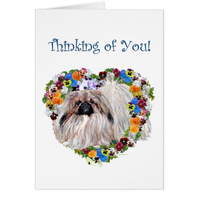 Pekingese på Pansies Hälsningskort (Framsidan)