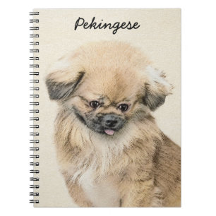 Pekingese Painting - Cute Original Hund Art Anteckningsbok Med Spiral