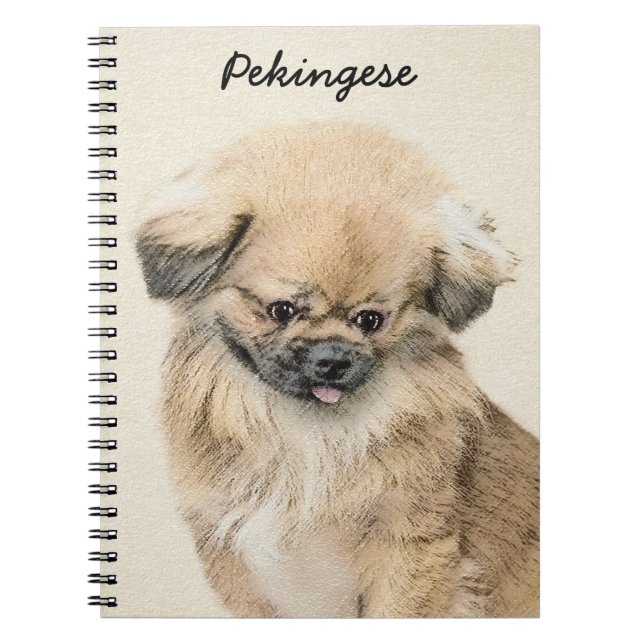 Pekingese Painting - Cute Original Hund Art Anteckningsbok Med Spiral (Framsidan)
