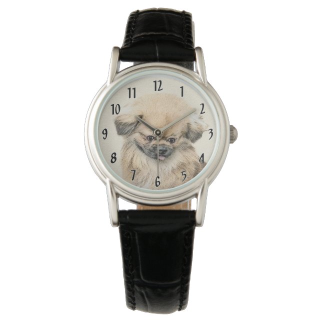 Pekingese Painting - Cute Original Hund Art Armbandsur (Framsida)