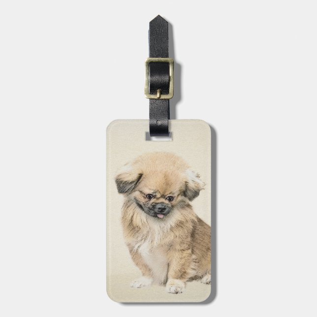 Pekingese Painting - Cute Original Hund Art Bagagebricka (Vertikal Framsida)