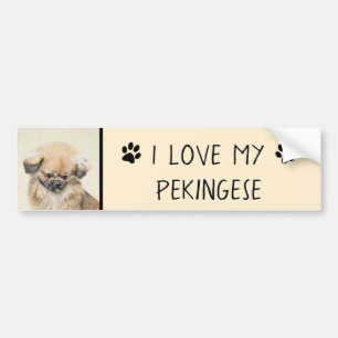 Pekingese Painting - Cute Original Hund Art Bildekal