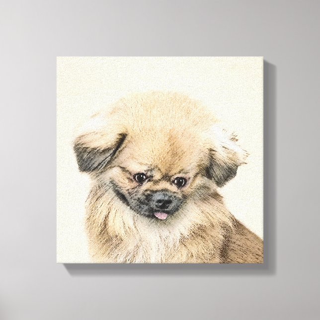 Pekingese Painting - Cute Original Hund Art Canvastryck (Framsida)