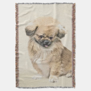 Pekingese Painting - Cute Original Hund Art Filt