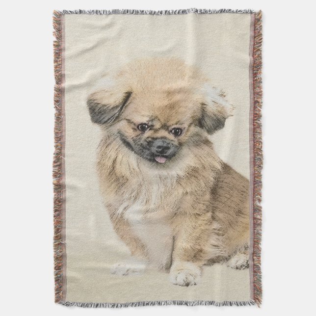 Pekingese Painting - Cute Original Hund Art Filt (Framsidan Vertikal)
