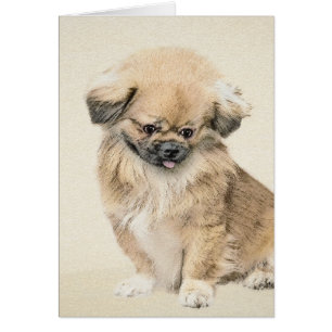 Pekingese Painting - Cute Original Hund Art Hälsningskort