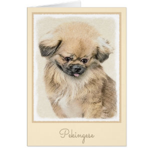 Pekingese Painting - Cute Original Hund Art Hälsningskort