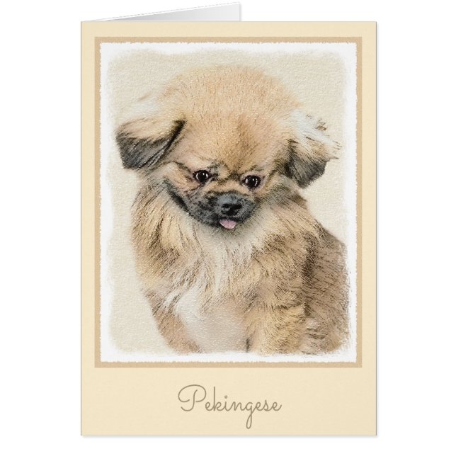 Pekingese Painting - Cute Original Hund Art Hälsningskort (Framsidan)