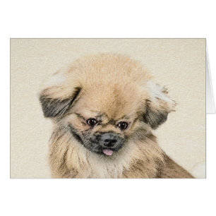 Pekingese Painting - Cute Original Hund Art Hälsningskort