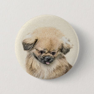 Pekingese Painting - Cute Original Hund Art Knapp