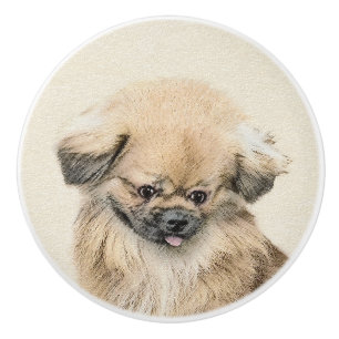 Pekingese Painting - Cute Original Hund Art Knopp