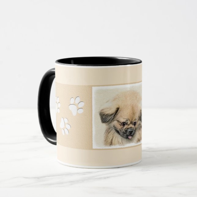 Pekingese Painting - Cute Original Hund Art Mugg (Framsida vänster)