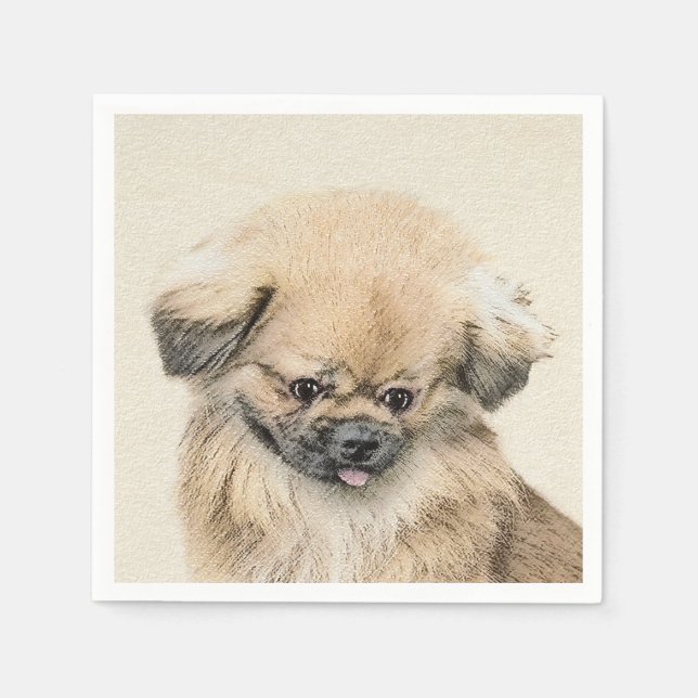 Pekingese Painting - Cute Original Hund Art Pappersservett (Framsidan)