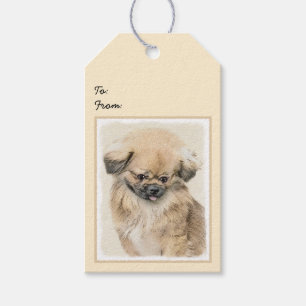 Pekingese Painting - Cute Original Hund Art Presentetikett