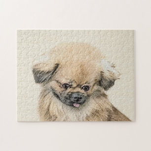Pekingese Painting - Cute Original Hund Art Pussel